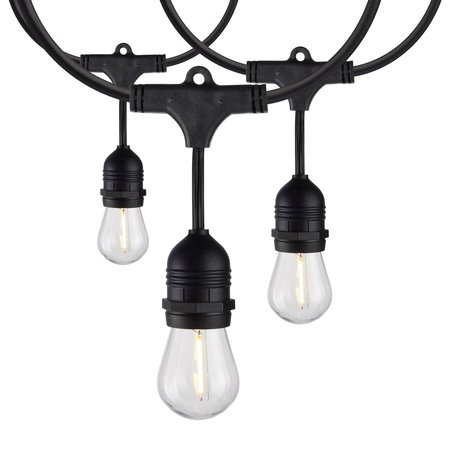 SATCO 60-Foot LED String Light Fixture Commercial with 24-S14 Lamps, 2200K, 120 Volts S8032